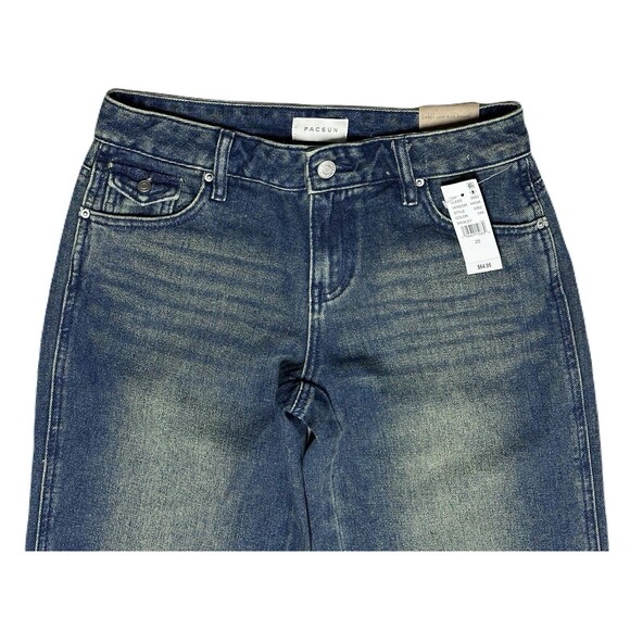 NEW PacSun Womens Size 25 Casey Low Rise Baggy Jeans Button Pocket Dark Indigo - Picture 5 of 10